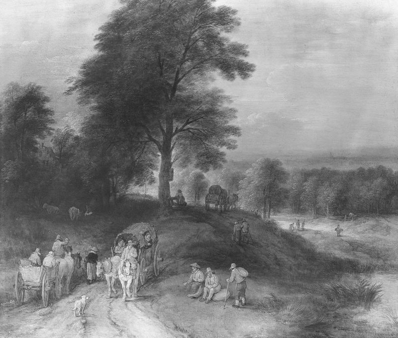 Landschap met wagens