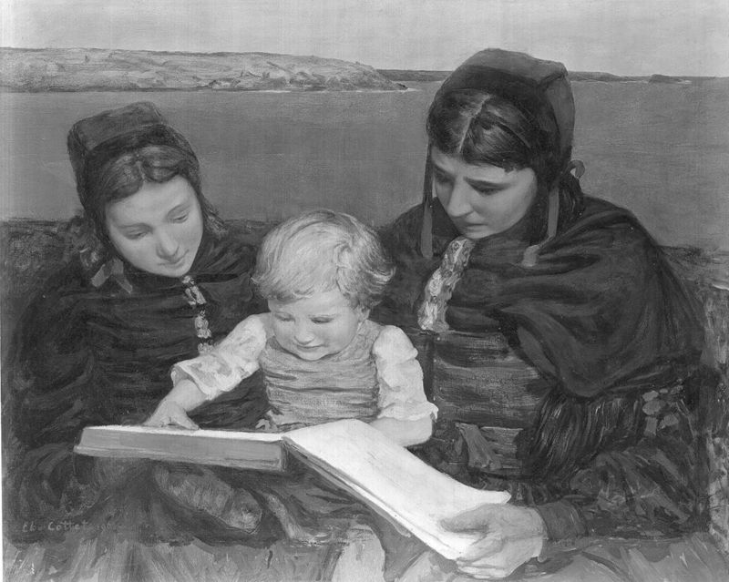 Femmes et enfant à l'île d'Ouessant