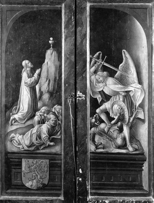 Vierge à l'Enfant, Christ en Croix et saint Pierre avec un donateur