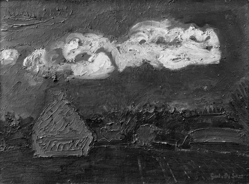 Landschap met witte wolk