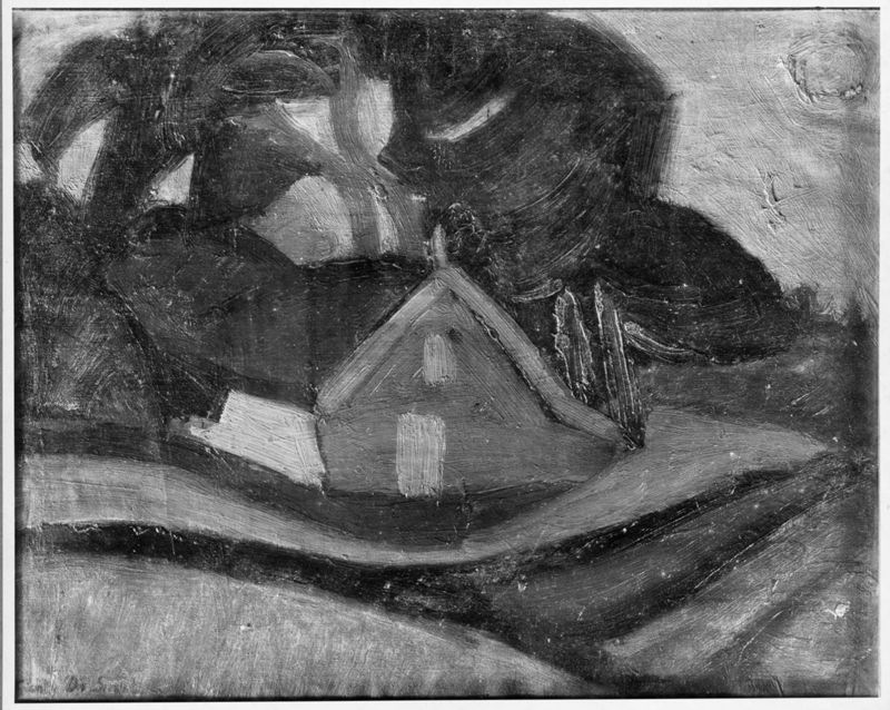 Landschap: Studie VI, Hoeve met bomen