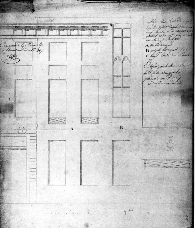 Ontwerp voor verbouwing van de vensters, huis Nieuwstraat 7