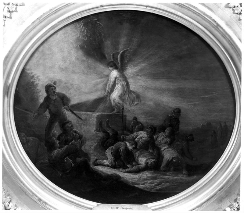L'ange soulevant la pierre du tombeau du Christ