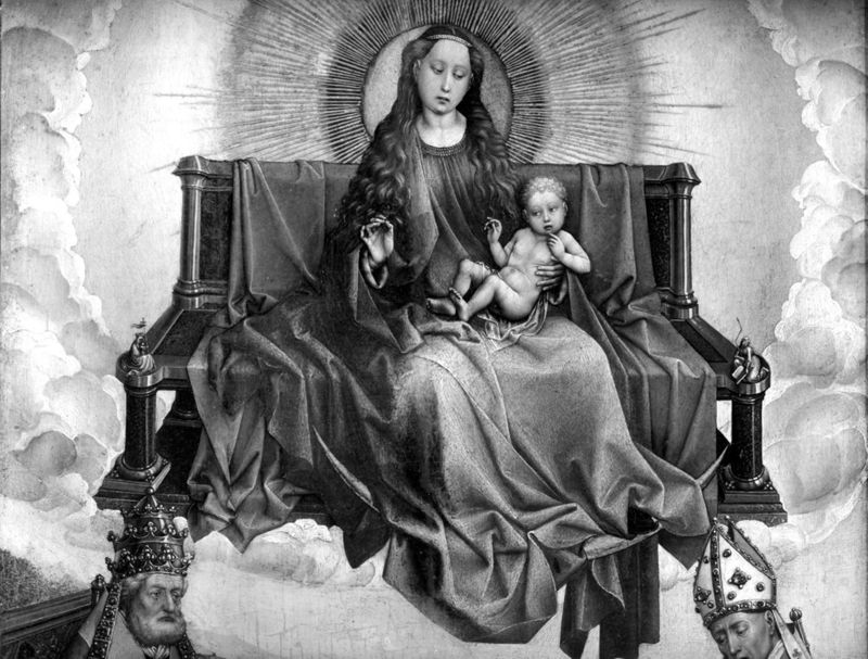 Vierge glorieuse
Vierge à l'Enfant, donateur et saint Pierre en saint Augustin