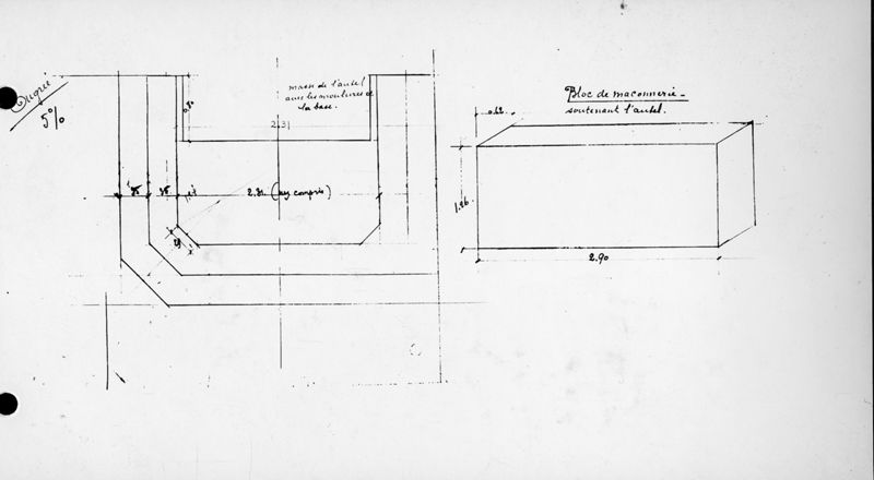 Projet de l'autel majeur de l'église Saint-Martin à Ougrée - Plan terrier