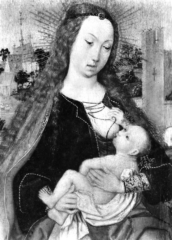 Vierge avec l'Enfant, couronnée par deux anges