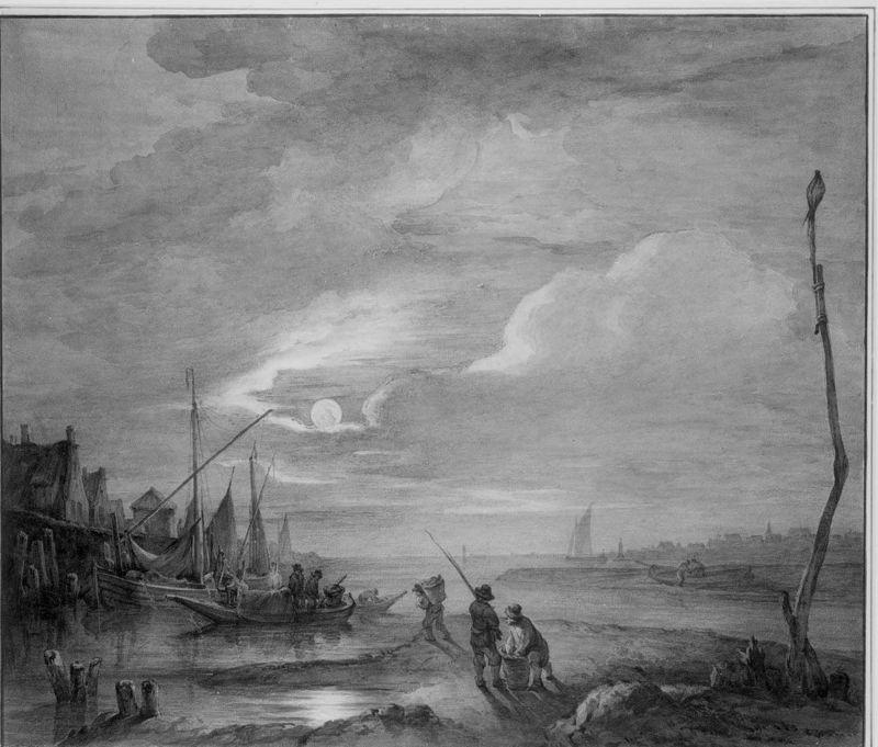 Rivier bij maanlicht
