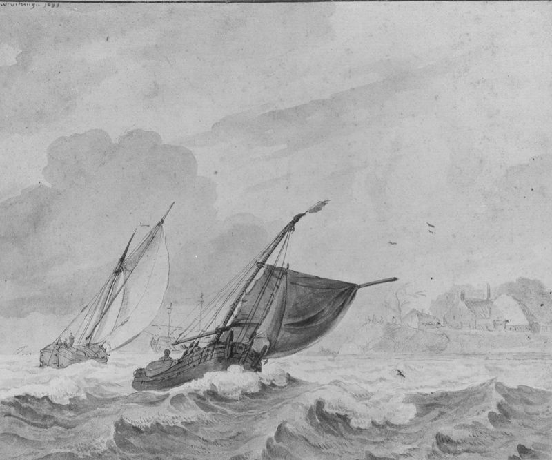 Zeilboten op onrustige golven