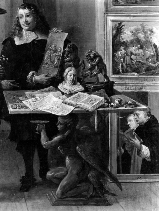 Aartshertog Leopold-Willem in zijn galerij Italiaanse schilderijen