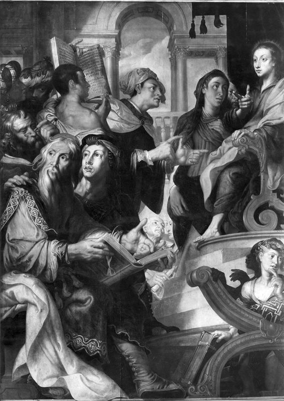 Mysteries van de Rozenkrans: Jezus ondervraagt de schriftgeleerden