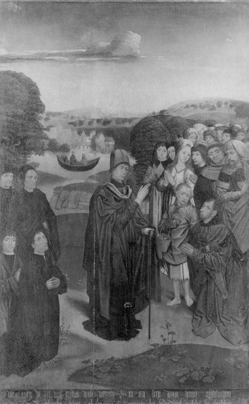 Rumoldus geneest een kreupele / Rumoldus vaart naar Frankrijk
Legende Heilige Rumoldus (paneel 3)