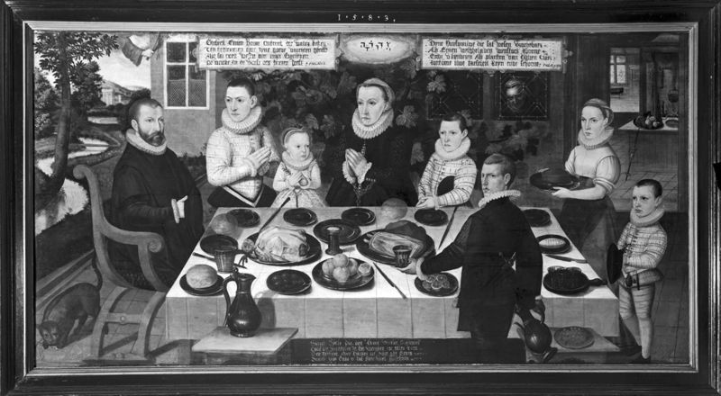 Protestantse familie aan tafel