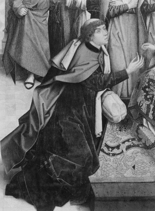 H. Rumoldus ontvangen door paus Stephanus II
Legende H. Rumoldus (paneel 4)