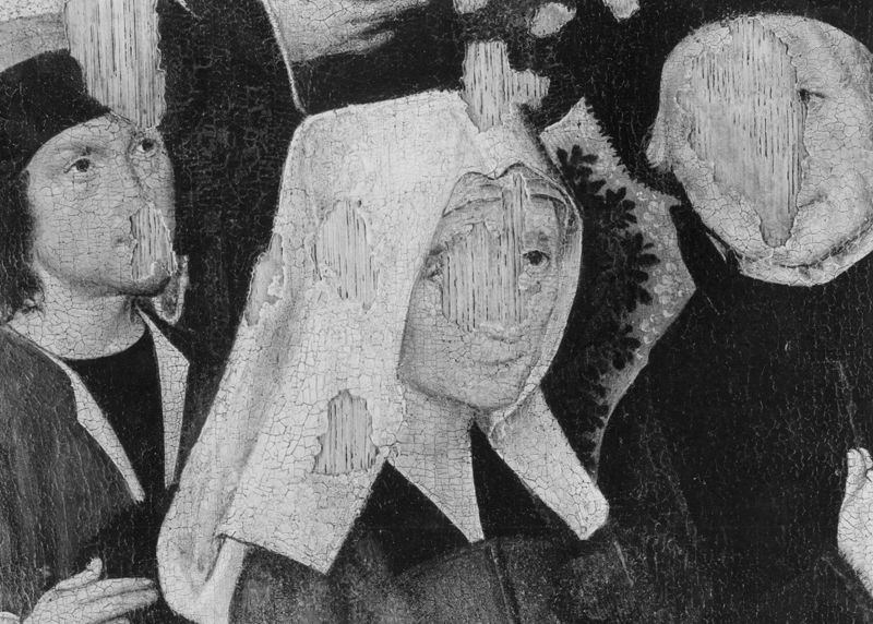 Haan van Gerlindis wordt ongedeerd teruggebracht
Legende H. Rumoldus (paneel 17)