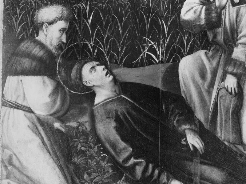 Ontdekking van het lichaam van de H. Rumoldus
Legende H. Rumoldus (paneel 14)