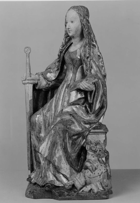 Retable avec la Vierge à l'Enfant au fruit, Trône de Grâce, sainte Catherine