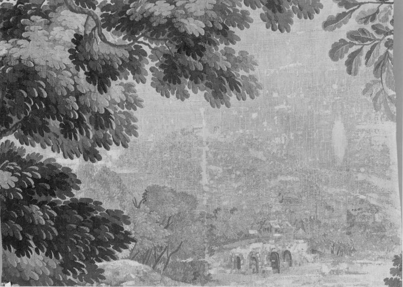 Paysage avec paons