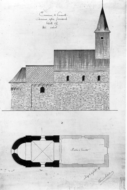 Anc. église paroissiale : côté nord et plan terrier