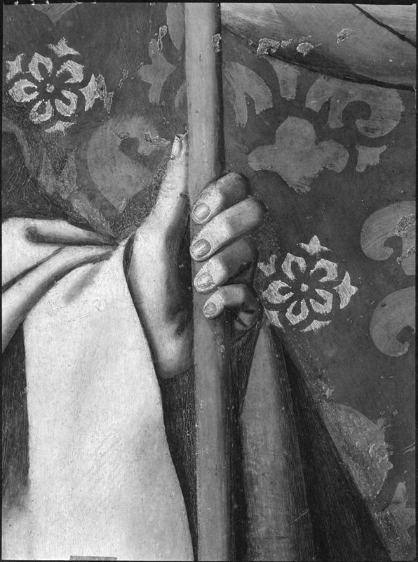 Volet droit du triptyque de l'Annonciation de l'église Saint-Sauveur à Aix-en-Provence: Le prophète Jérémie (avers) ; Le Christ d'un Noli me tangere (revers)