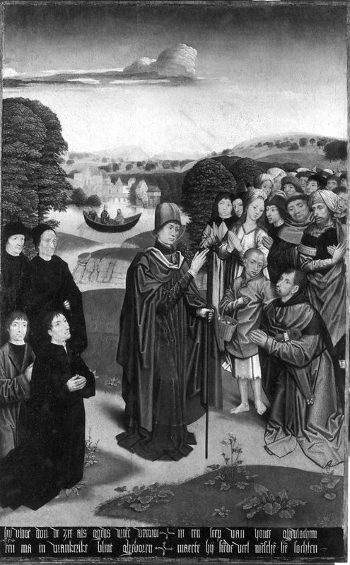 Rumoldus geneest een kreupele / Rumoldus vaart naar Frankrijk
Legende Heilige Rumoldus (paneel 3)