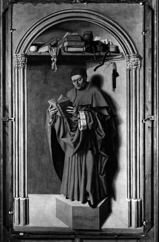 Volet droit du triptyque de l'Annonciation de l'église Saint-Sauveur à Aix-en-Provence: Le prophète Jérémie (avers) ; Le Christ d'un Noli me tangere (revers)