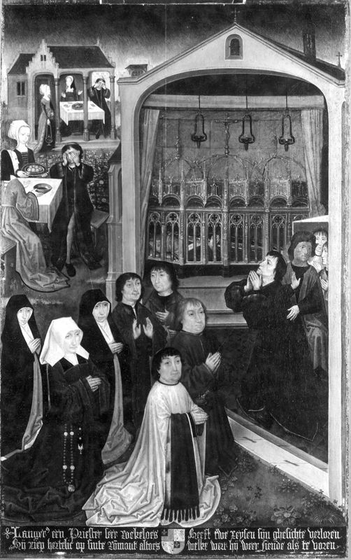 Langenus herwint zicht door toedoen van Rumoldus
Legende H. Rumoldus (paneel 18)