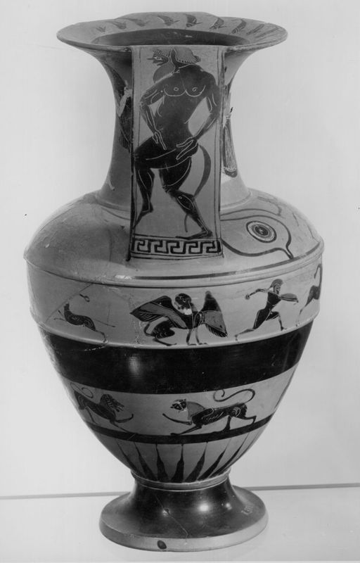 Amphore nikosthénienne signée et ornée de femmes ailées