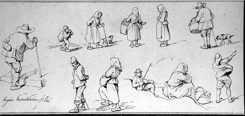 Etudes de personnages (paysans et pêcheurs)