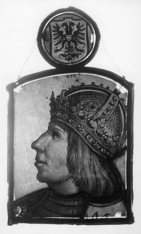 Membre masculin de la Maison de Habsbourg surmonté d'armoiries