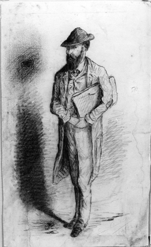 Silhouette masculine avec carton sous le bras