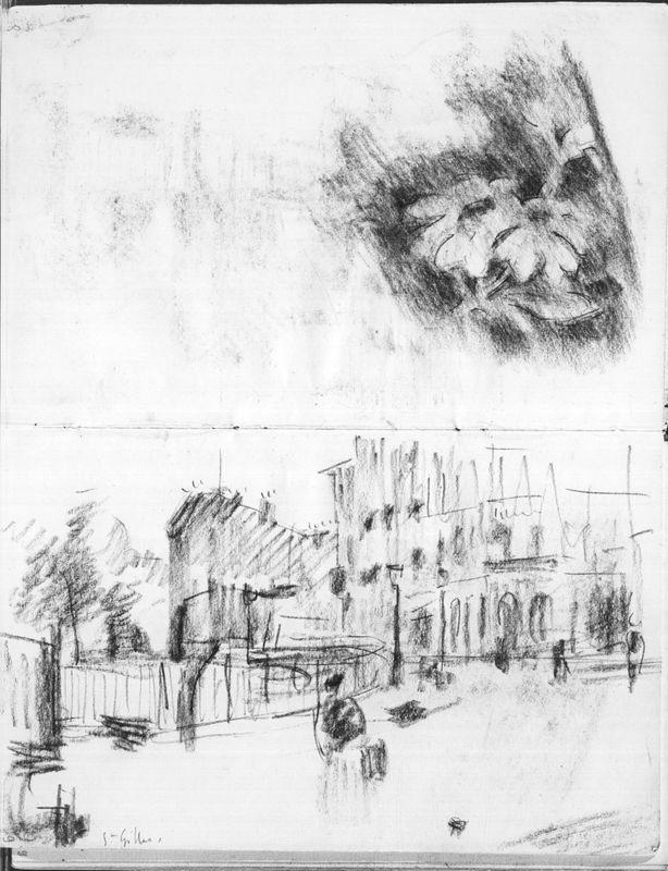 Pages 8 et 9 : Etude de fleurs et Saint-Gilles (= une rue)