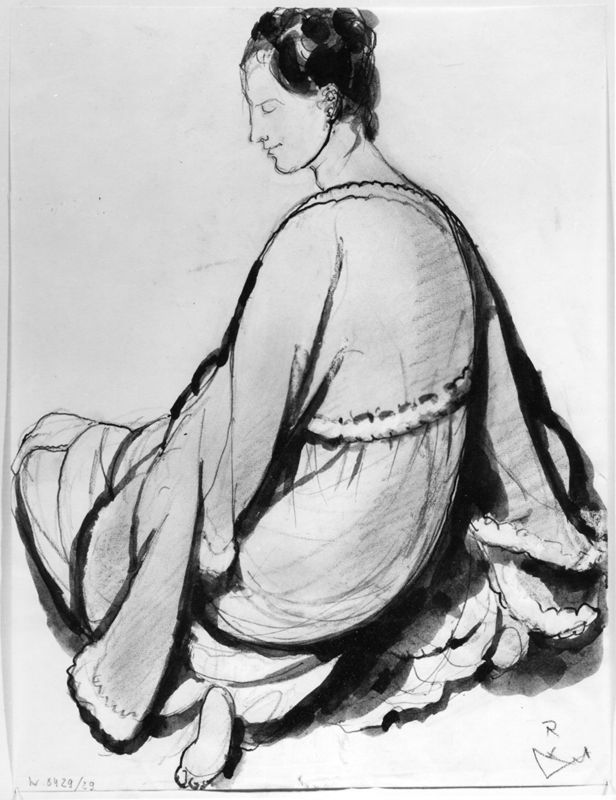 Jeune femme accroupie