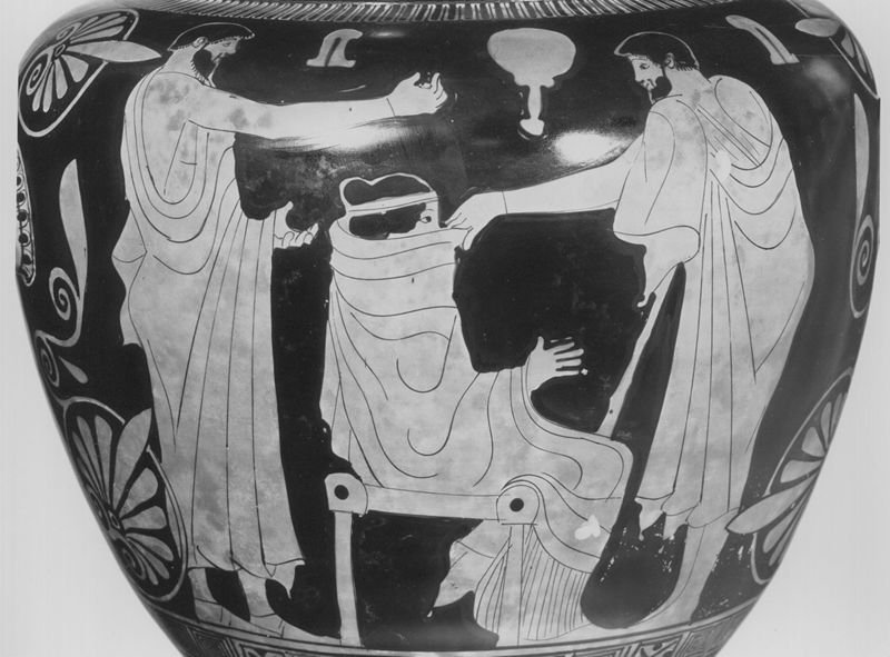 Stamnos à figures rouges avec un citharode