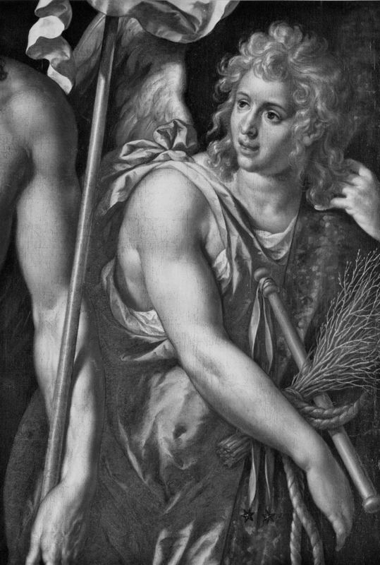 Verrezen Christus tussen twee engelen