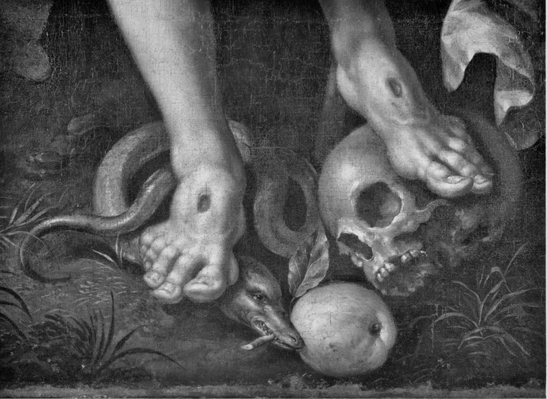 Verrezen Christus tussen twee engelen