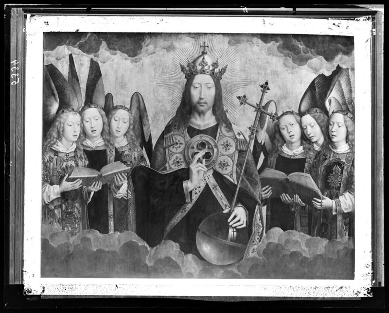 Zegenende Christus tussen zingende en musicerende engelen (Retabel van Nájera)