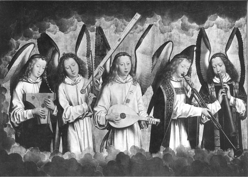 Zegenende Christus tussen zingende en musicerende engelen (Retabel van Nájera)