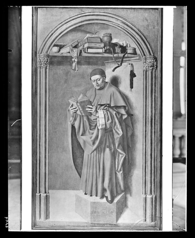 Volet droit du triptyque de l'Annonciation de l'église Saint-Sauveur à Aix-en-Provence: Le prophète Jérémie (avers) ; Le Christ d'un Noli me tangere (revers)