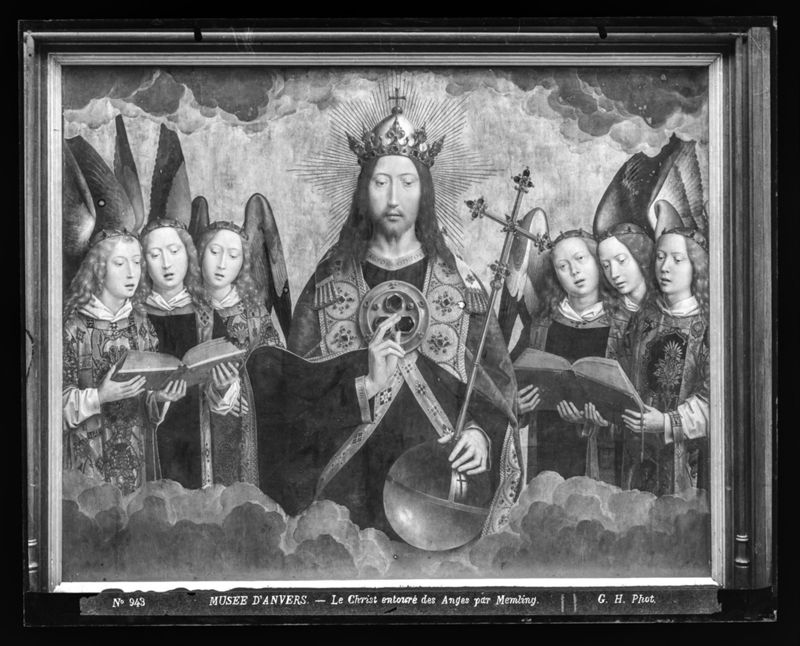 Zegenende Christus tussen zingende en musicerende engelen (Retabel van Nájera)