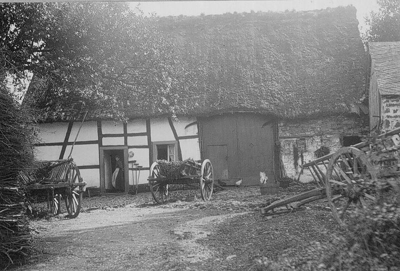 maison à colombage et toit de chaume