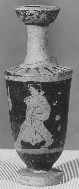 Roodfigurige lekythos met schrijnende "éphèbe"