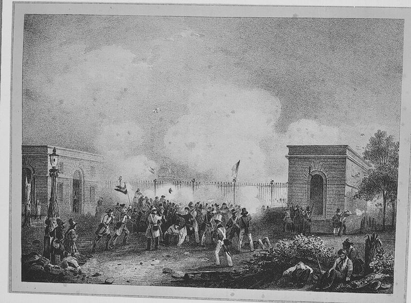 Révolution de 1830: les volontaires belges face aux Hollandais à la Porte de Schaerbeek