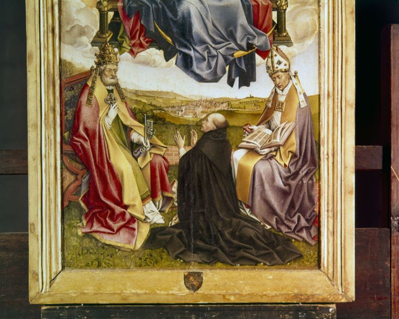 Vierge glorieuse
Vierge à l'Enfant, donateur et saint Pierre en saint Augustin