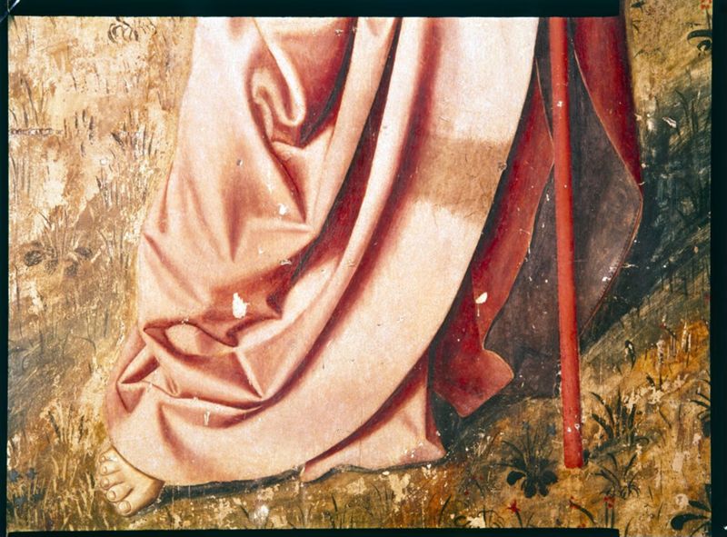 Volet droit du triptyque de l'Annonciation de l'église Saint-Sauveur à Aix-en-Provence: Le prophète Jérémie (avers) ; Le Christ d'un Noli me tangere (revers)