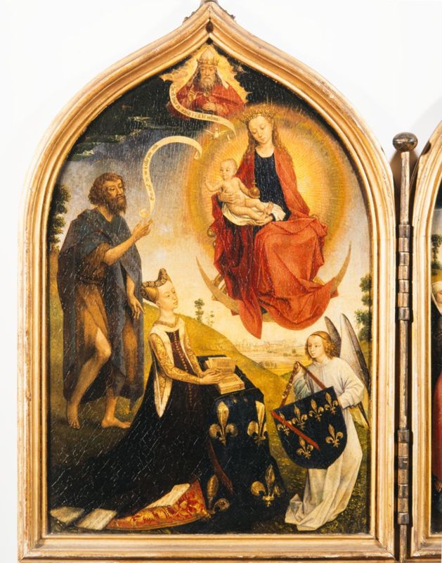 Diptyque de Jeanne de France
Donatrice présentée par saint Jean-Baptiste à la Vierge et l'Enfant / Crucifixion