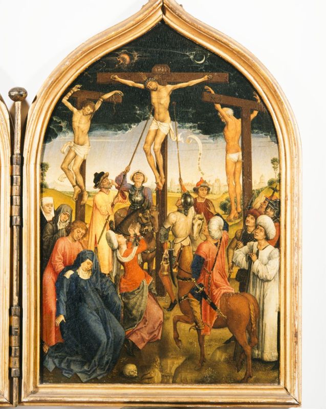 Diptyque de Jeanne de France
Donatrice présentée par saint Jean-Baptiste à la Vierge et l'Enfant / Crucifixion