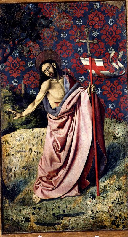 Volet droit du triptyque de l'Annonciation de l'église Saint-Sauveur à Aix-en-Provence: Le prophète Jérémie (avers) ; Le Christ d'un Noli me tangere (revers)
