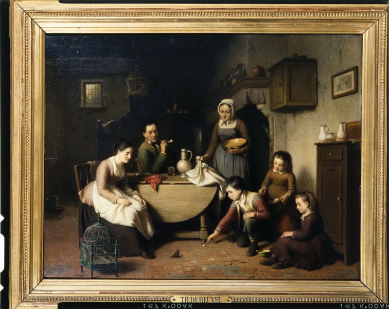 Interieur. De afgerichte vogel