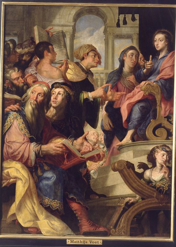Mysteries van de Rozenkrans: Jezus ondervraagt de schriftgeleerden