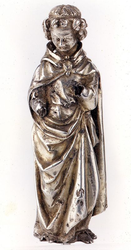 châsse de Sainte-Gertrude : Détails du pignon de la Vierge à l'Enfant (PV)
